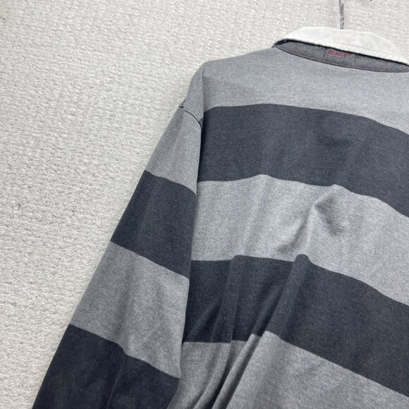 Gant Rugby Polo Long sleeve Shirt Mens XL Grey Striped Preppy 90s Dark Academia - Picture 11 of 14